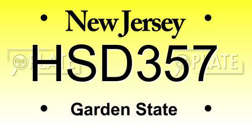 HSD357 New Jersey License Plate