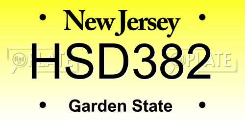 HSD382 New Jersey License Plate