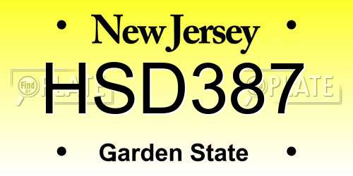 HSD387 New Jersey License Plate