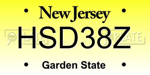 HSD38Z New Jersey License Plate