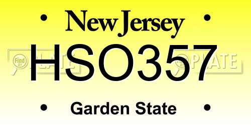 HSO357 New Jersey License Plate