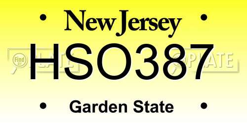 HSO387 New Jersey License Plate