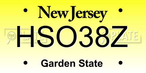 HSO38Z New Jersey License Plate