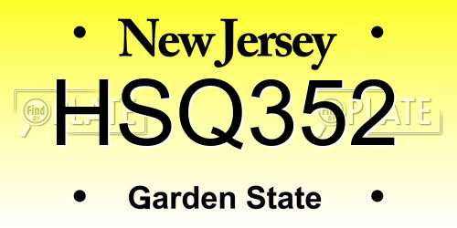 HSQ352 New Jersey License Plate