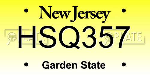 HSQ357 New Jersey License Plate