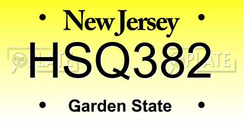 HSQ382 New Jersey License Plate