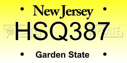 HSQ387 New Jersey License Plate