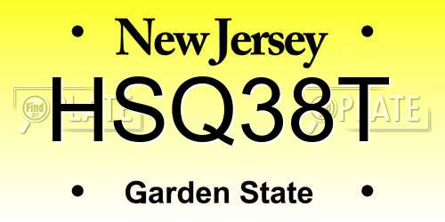HSQ38T New Jersey License Plate