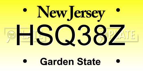 HSQ38Z New Jersey License Plate