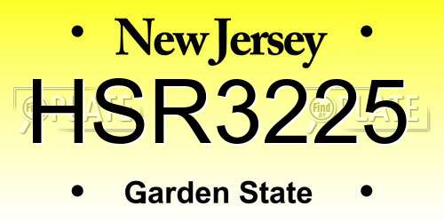HSR3225 New Jersey License Plate