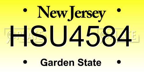 HSU4584 New Jersey License Plate