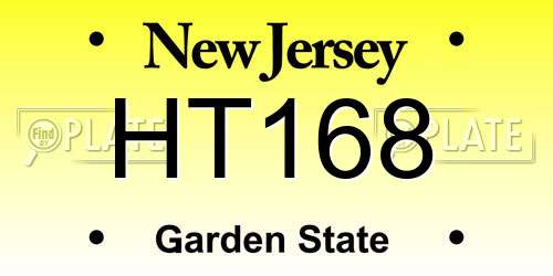 HT168 New Jersey License Plate