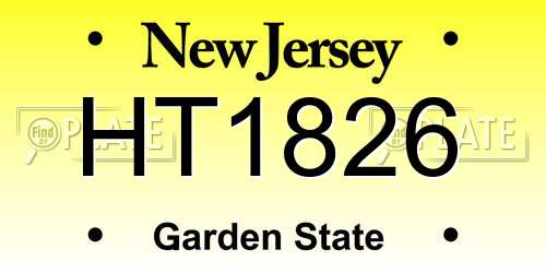 HT1826 New Jersey License Plate