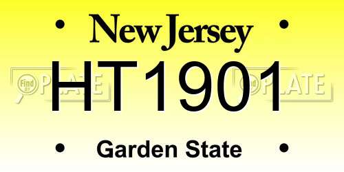 HT1901 New Jersey License Plate