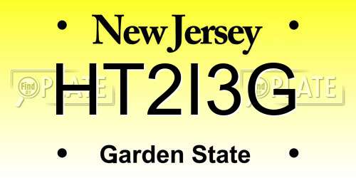 HT2I3G New Jersey License Plate