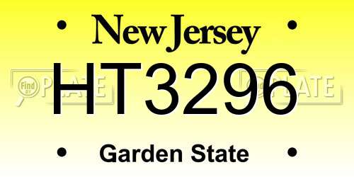 HT3296 New Jersey License Plate