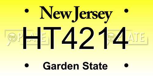 HT4214 New Jersey License Plate