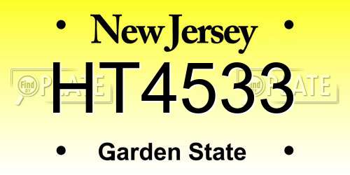 HT4533 New Jersey License Plate