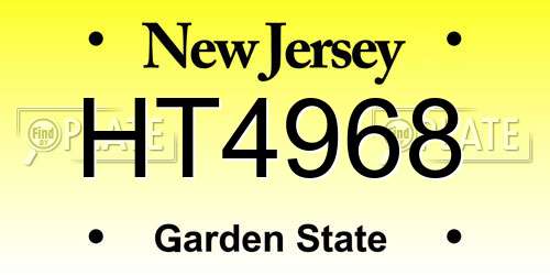 HT4968 New Jersey License Plate