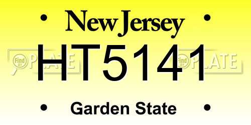 HT5141 New Jersey License Plate
