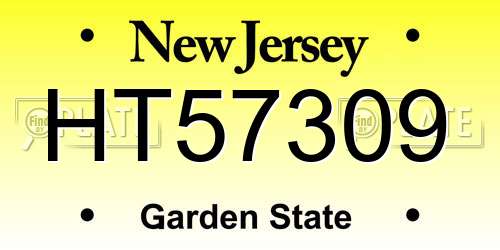 HT57309 New Jersey License Plate