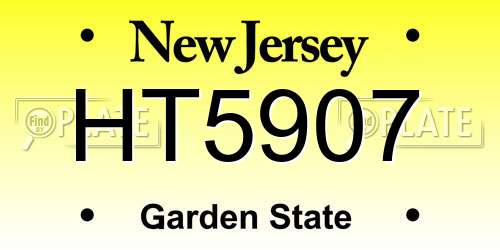 HT5907 New Jersey License Plate