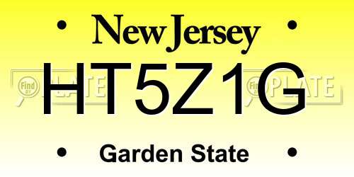 HT5Z1G New Jersey License Plate