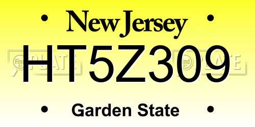 HT5Z309 New Jersey License Plate