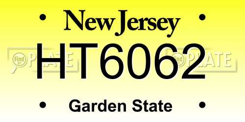 HT6062 New Jersey License Plate