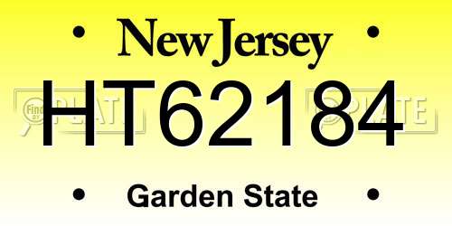 HT62184 New Jersey License Plate