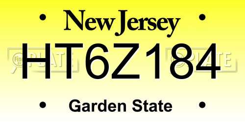HT6Z184 New Jersey License Plate