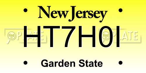 HT7H0I New Jersey License Plate