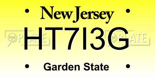 HT7I3G New Jersey License Plate