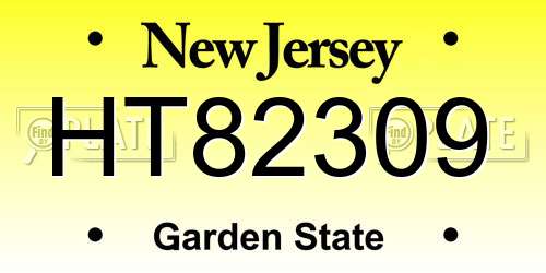 HT82309 New Jersey License Plate