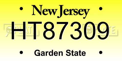 HT87309 New Jersey License Plate