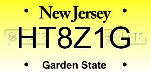 HT8Z1G New Jersey License Plate
