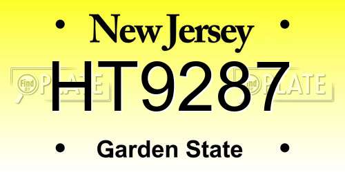 HT9287 New Jersey License Plate
