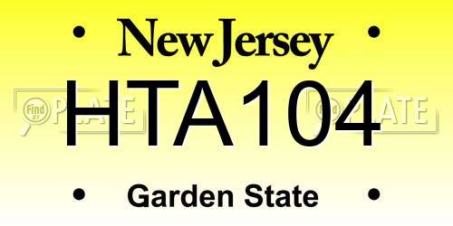 HTA104 New Jersey License Plate