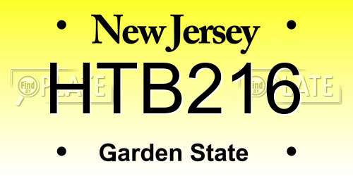 HTB216 New Jersey License Plate