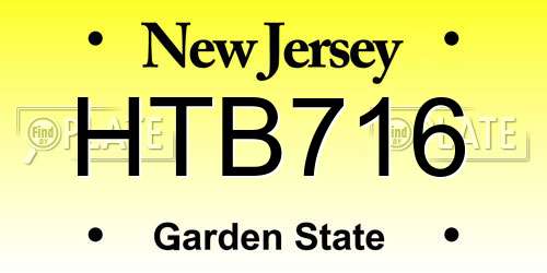 HTB716 New Jersey License Plate