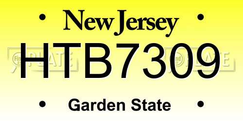 HTB7309 New Jersey License Plate