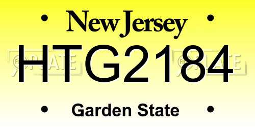 HTG2184 New Jersey License Plate
