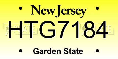 HTG7184 New Jersey License Plate