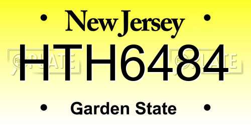 HTH6484 New Jersey License Plate
