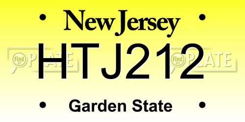 HTJ212 New Jersey License Plate