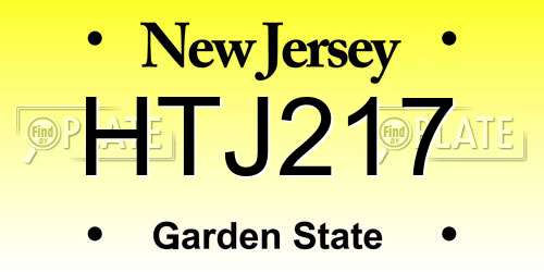 HTJ217 New Jersey License Plate