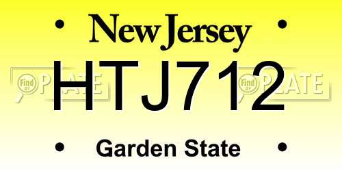 HTJ712 New Jersey License Plate