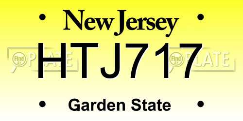 HTJ717 New Jersey License Plate
