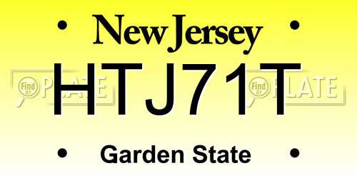 HTJ71T New Jersey License Plate