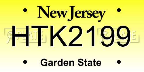 HTK2199 New Jersey License Plate